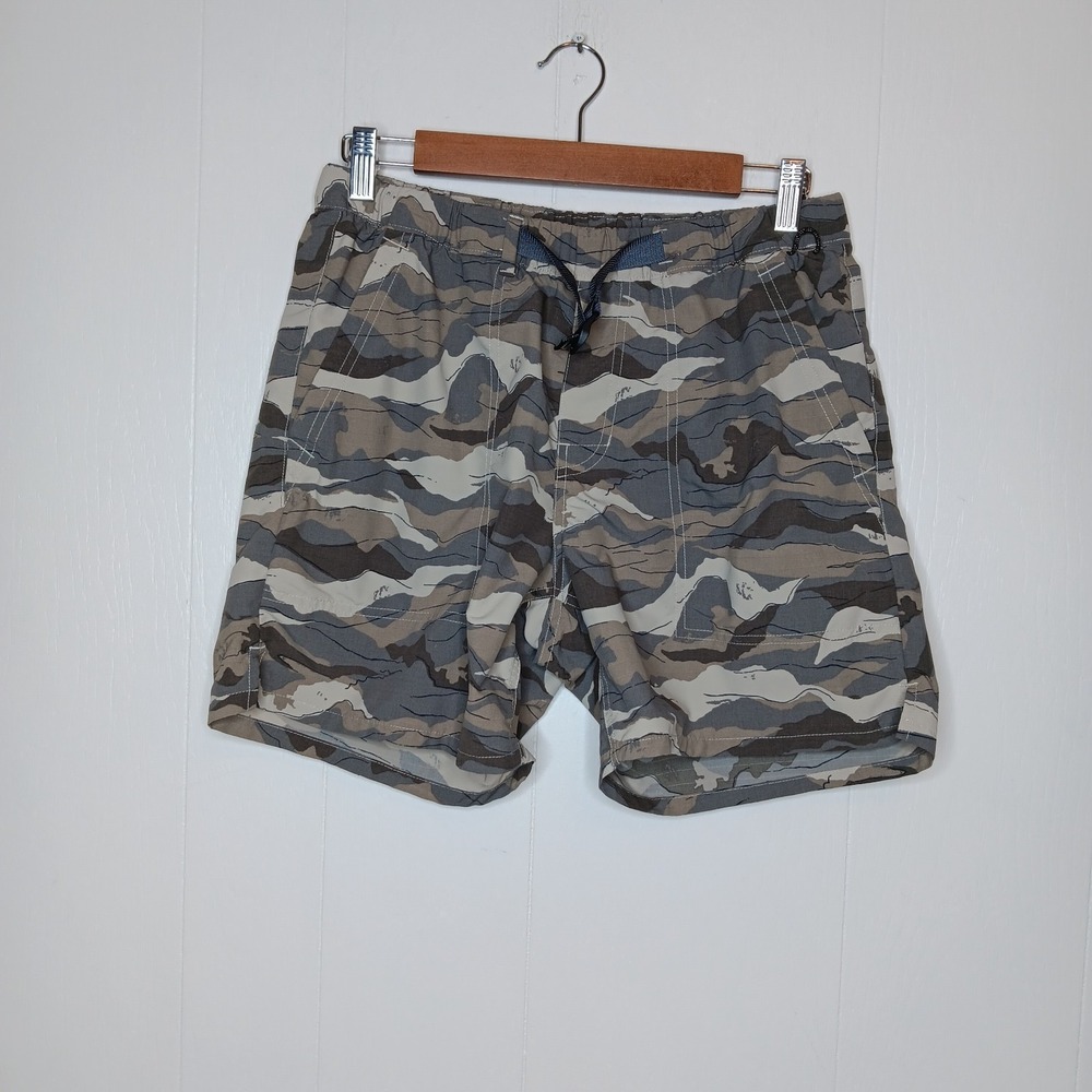 REI Co-Op Sahara Amphib Shorts Mens Size S Gray Green Camo Belted Outdoor Hiking